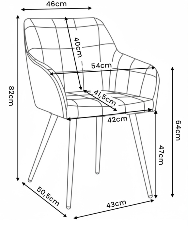 Set 2 scaune dining tapitate cu velur Luxano, cusaturi patrate, picioare aurii, 54x58x82 cm, roz [12]