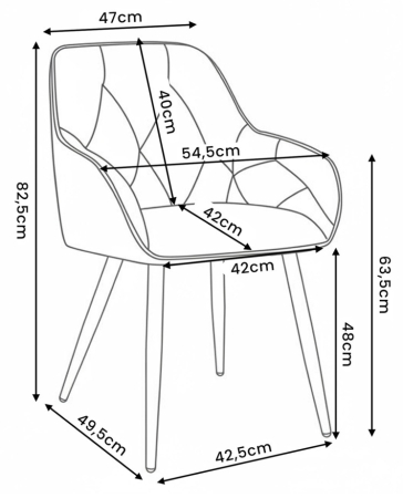 Set 2 scaune dining tapitate din catifea Diamante, 55x58x83 cm, maxim 120 kg, crem [11]