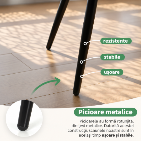 Set 2 scaune dining tapitate din catifea Diamante, 55x58x83 cm, maxim 120 kg, crem [8]
