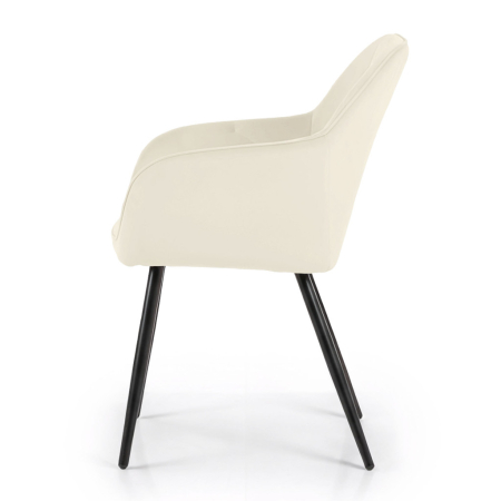 Set 2 scaune dining tapitate din catifea Diamante, 55x58x83 cm, maxim 120 kg, crem [3]