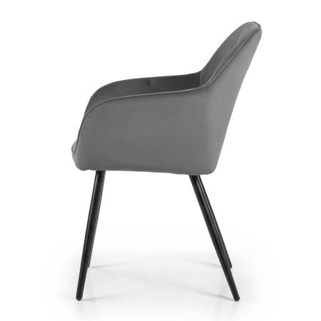Set 2 scaune dining tapitate din catifea Diamante, 55x58x83 cm, maxim 120 kg, gri grafit [3]