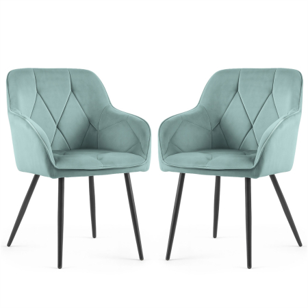Bucatarie - Set 2 scaune dining tapitate din catifea Diamante, 55x58x83 cm, maxim 120 kg, turcoaz