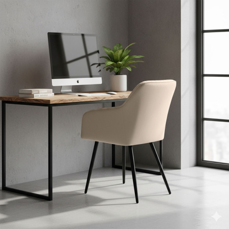 Set 2 scaune dining tapitate din velur Florence, 55x58x82 cm, maxim 120 kg, bej [8]