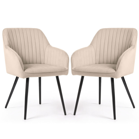 Bucatarie - Set 2 scaune dining tapitate din velur Florence, 55x58x82 cm, maxim 120 kg, bej
