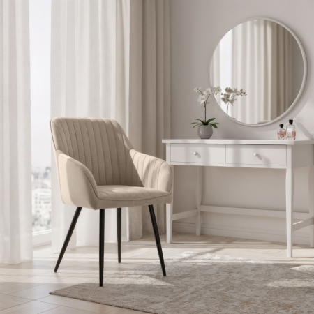 Set 2 scaune dining tapitate din velur Florence, 55x58x82 cm, maxim 120 kg, bej [9]