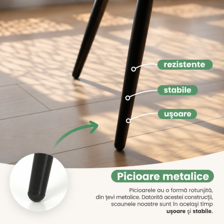 Set 2 scaune dining tapitate din velur Florence, 55x58x82 cm, maxim 120 kg, bej [2]