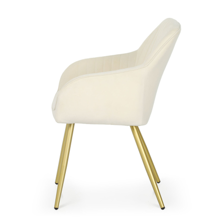 Set 2 scaune dining tapitate din velur Florence, 55x58x82 cm, maxim 120 kg, crem [3]