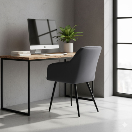 Set 2 scaune dining tapitate din velur Florence, 55x58x82 cm, maxim 120 kg, gri grafit [9]