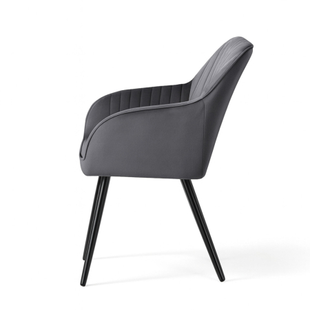 Set 2 scaune dining tapitate din velur Florence, 55x58x82 cm, maxim 120 kg, gri grafit [3]
