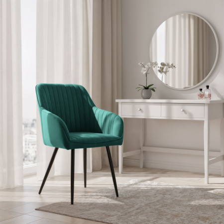 Set 2 scaune dining tapitate din velur Florence, 55x58x82 cm, maxim 120 kg, verde [11]