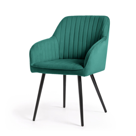 Set 2 scaune dining tapitate din velur Florence, 55x58x82 cm, maxim 120 kg, verde [1]