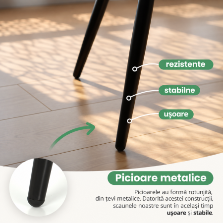 Set 2 scaune dining tapitate din velur Florence, 55x58x82 cm, maxim 120 kg, verde [8]