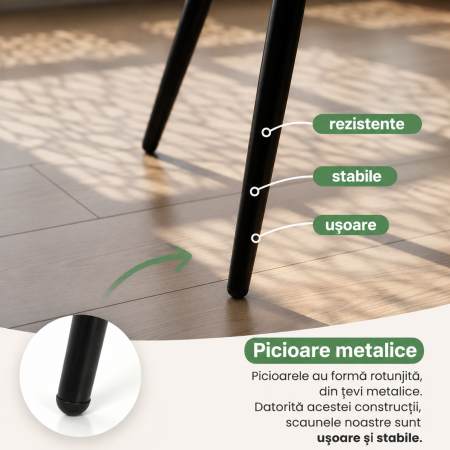 Set 2 scaune dining tapitate Velto, catifea, matlasate cu romburi, 52x58x82 cm, maxim 120 kg, bej [7]