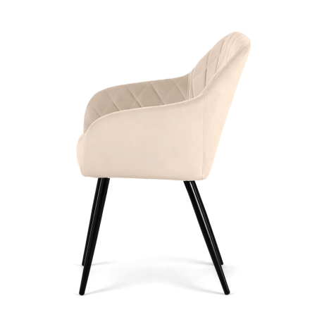 Set 2 scaune dining tapitate Velto, catifea, matlasate cu romburi, 52x58x82 cm, maxim 120 kg, bej [3]