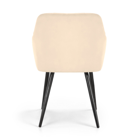 Set 2 scaune dining tapitate Velto, catifea, matlasate cu romburi, 52x58x82 cm, maxim 120 kg, bej [5]