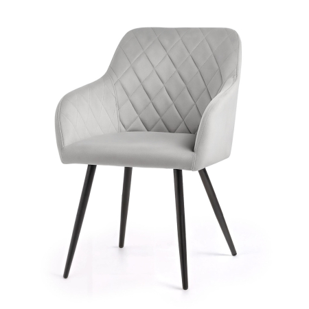 Set 2 scaune dining tapitate Velto, catifea, matlasate cu romburi, 52x58x82 cm, maxim 120 kg, gri [1]