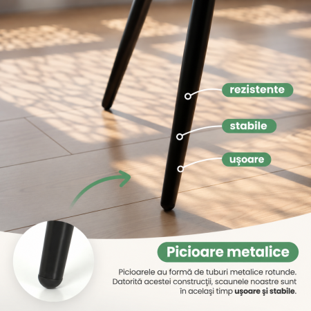 Set 2 scaune dining tapitate Velto, catifea, matlasate cu romburi, 52x58x82 cm, maxim 120 kg, gri [2]