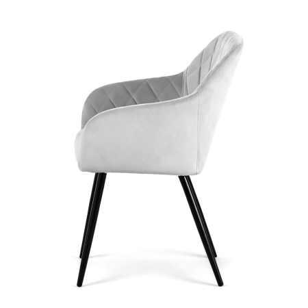 Set 2 scaune dining tapitate Velto, catifea, matlasate cu romburi, 52x58x82 cm, maxim 120 kg, gri [8]