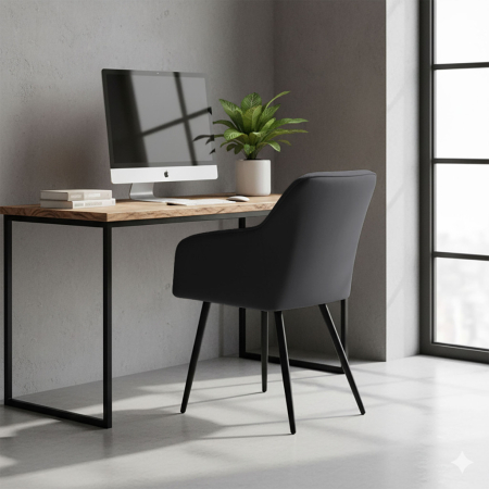 Set 2 scaune dining tapitate Velto, catifea, matlasate cu romburi, 52x58x82 cm, maxim 120 kg, negru [9]