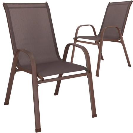 Set 2 scaune gradina, cadru metalic, textilene, maxim 120 kg, 92x53x72 cm, maro [1]