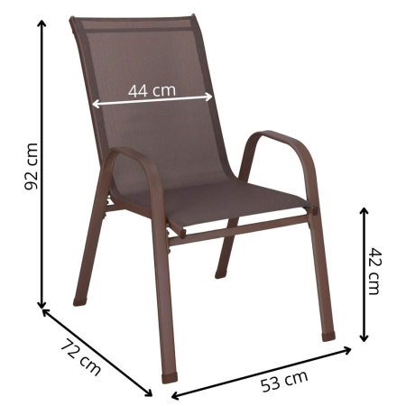 Set 2 scaune gradina, cadru metalic, textilene, maxim 120 kg, 92x53x72 cm, maro [30]