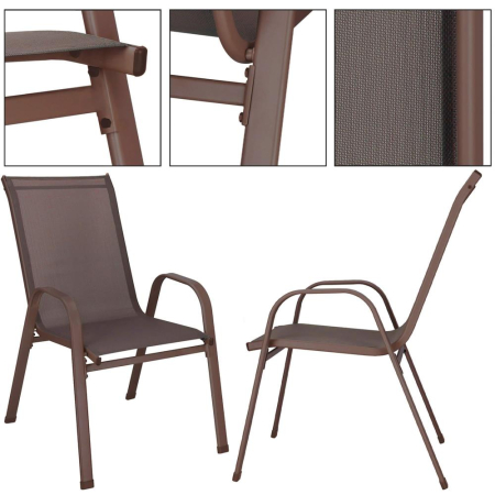 Set 2 scaune gradina, cadru metalic, textilene, maxim 120 kg, 92x53x72 cm, maro [29]