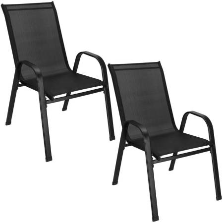 Gradina & balcon - Set 2 scaune gradina, cadru metalic, textilene, maxim 120 kg, 92x53x72 cm, negru