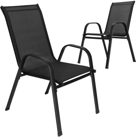 Set 2 scaune gradina, cadru metalic, textilene, maxim 120 kg, 92x53x72 cm, negru [16]
