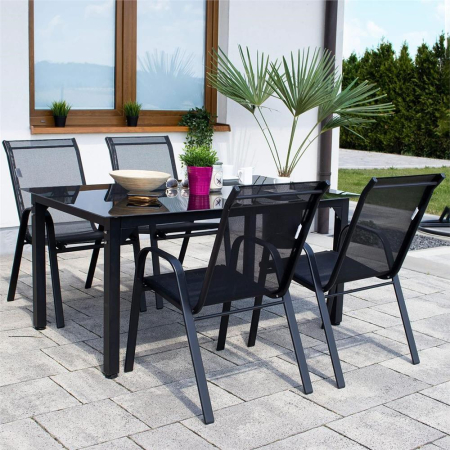 Set 2 scaune gradina, cadru metalic, textilene, maxim 120 kg, 92x53x72 cm, negru [36]