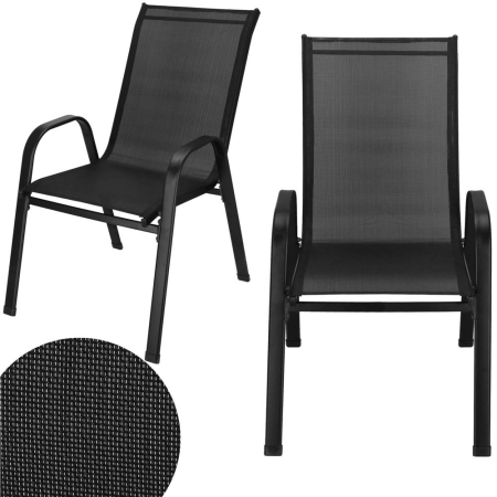 Set 2 scaune gradina, cadru metalic, textilene, maxim 120 kg, 92x53x72 cm, negru [15]