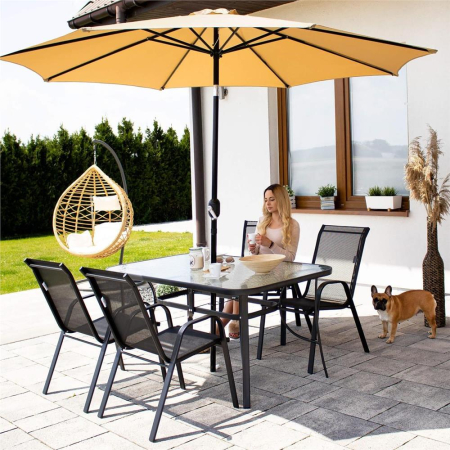 Set 2 scaune gradina, cadru metalic, textilene, maxim 120 kg, 92x53x72 cm, negru [28]