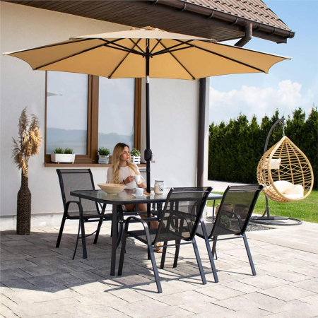 Set 2 scaune gradina, cadru metalic, textilene, maxim 120 kg, 92x53x72 cm, negru [30]