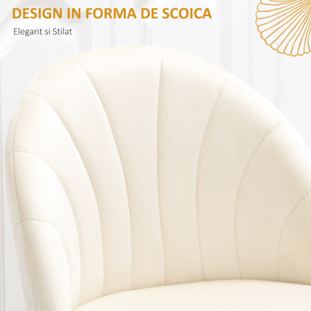  Set 2 scaune pentru camera de zi si sufragerie tapitate, cu design nordic si ergonomic, din metal si tapiterie cu efect de catifea bej, 52x54x79 cm [3]