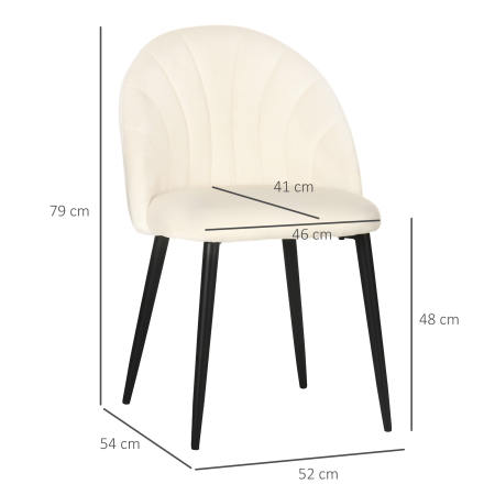  Set 2 scaune pentru camera de zi si sufragerie tapitate, cu design nordic si ergonomic, din metal si tapiterie cu efect de catifea bej, 52x54x79 cm [2]