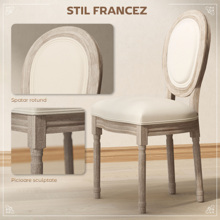  Set 2 Scaune Vintage - Capitontate, Alb, pentru Sufragerie [3]