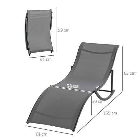  Set 2 sezlonguri de Gradina Pliabile, sezlong pentru Plaja din Aluminiu si Textilen, 61x165x63 cm [2]