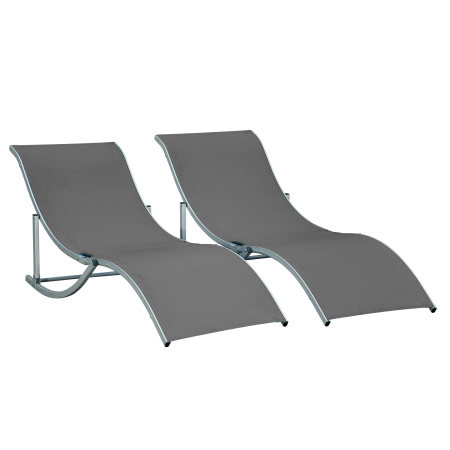 Gradina & balcon -  Set 2 sezlonguri de Gradina Pliabile, sezlong pentru Plaja din Aluminiu si Textilen, 61x165x63 cm