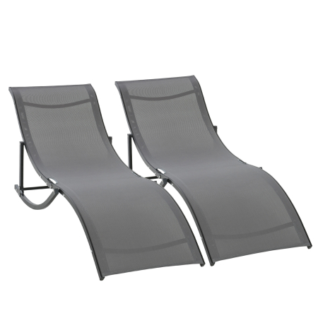  Set 2 sezlonguri de Gradina Pliabile, sezlong pentru Plaja din Aluminiu si Textilen, 61x165x63 cm [7]