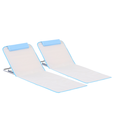 Mobilier gradina si terasa -  Set 2 sezlonguri de Soare Pliabile cu Spatar Reglabil si Geanta, 48x134x36-45 cm, Bej