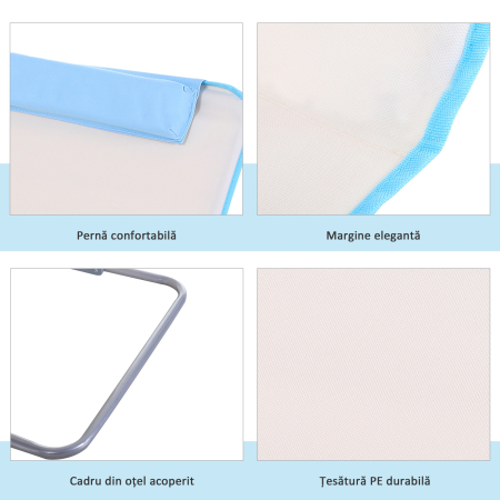  Set 2 sezlonguri de Soare Pliabile cu Spatar Reglabil si Geanta, 48x134x36-45 cm, Bej [6]