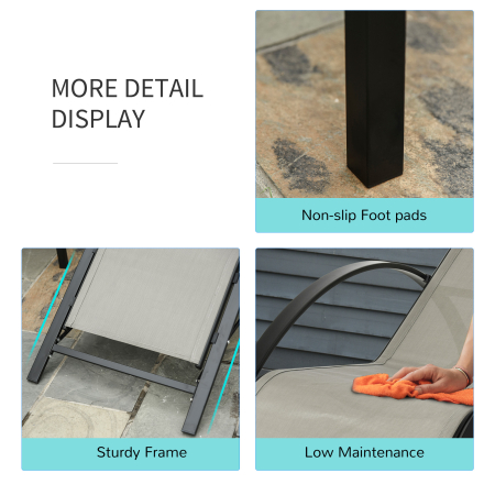  Set 2 sezlonguri si masuta, 59x169x66 cm, negru [4]