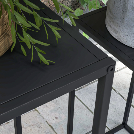  Set 2 suporturi pentru plante din otel pentru interior si exterior, 25x25x58,5 cm si 31x31x65 cm, negru [7]