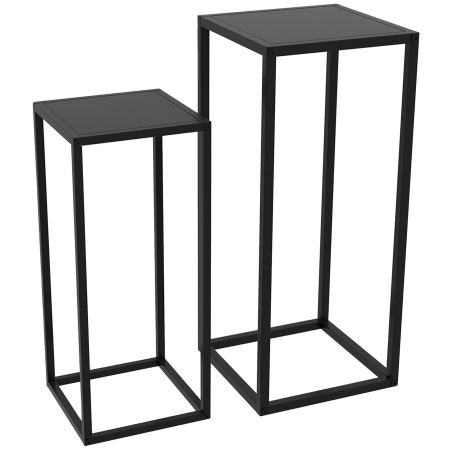 Suporturi flori si ghivece -  Set 2 suporturi pentru plante din otel pentru interior si exterior, 25x25x58,5 cm si 31x31x65 cm, negru