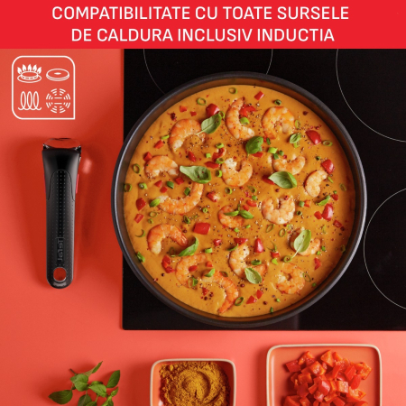 Set 22 piese Tefal Ingenio Emotion L897SM74, cratite 16/18/20 cm, tigai 22/24/26/28 cm, tigaie saute 24 cm, wok 26 cm, capace 16/18/20 cm, 2 manere [5]