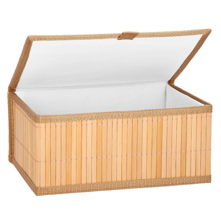 Set 3 cutii organizatoare din bambus, cu capac, diverse dimensiuni, maro [9]