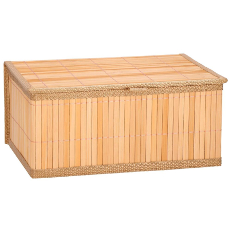 Set 3 cutii organizatoare din bambus, cu capac, diverse dimensiuni, maro [8]