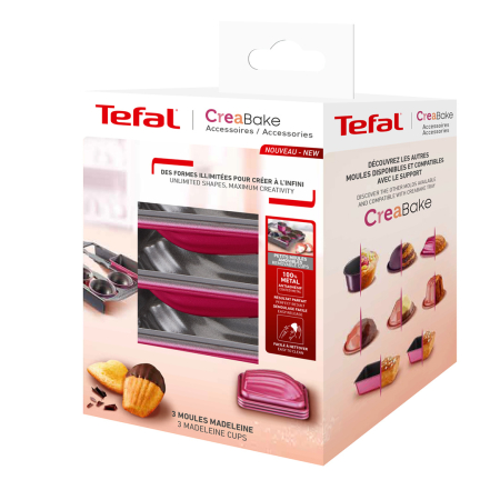 Set 3 forme CreaBake madlene J3079904, invelis antiaderent, aluminiu, 8.3 x 6.5 cm, roz [7]