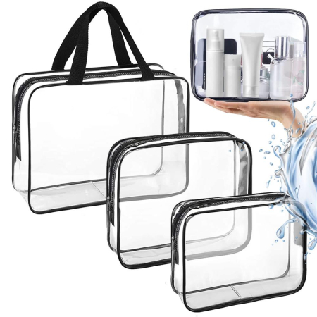 Set 3 genti organizatoare de calatorie cu fermoar, diverse dimensiuni, transparente [6]