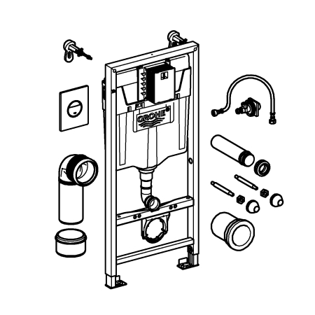 Set 3 in 1 rezervor WC Grohe 39581000, 1130 mm, 500 mm, 2 moduri spalare, incastrat, uscata, verticala, suport [2]