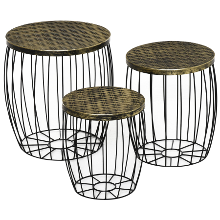 Mese gradina -  Set 3 Masute Gradina Stivuibile 38/31 cm - Negru